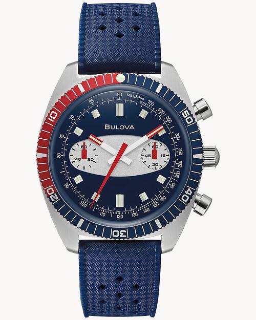 Blue Dial Silicone Strap Chronograph A 98A253 | Bulova